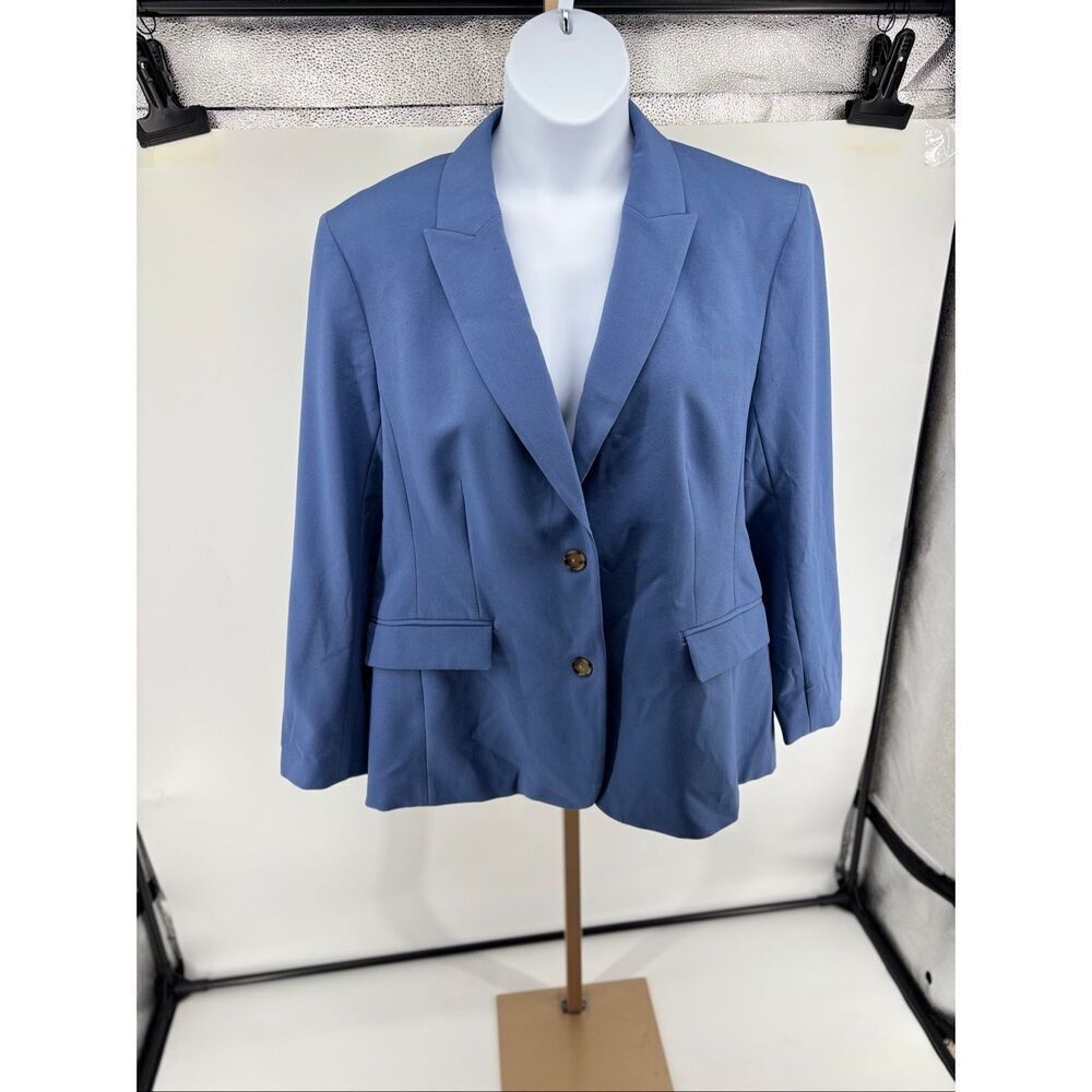 Ann Taylor Two Button Blazer Jacket in Seasonless Stretch Blue Size 18 NWT